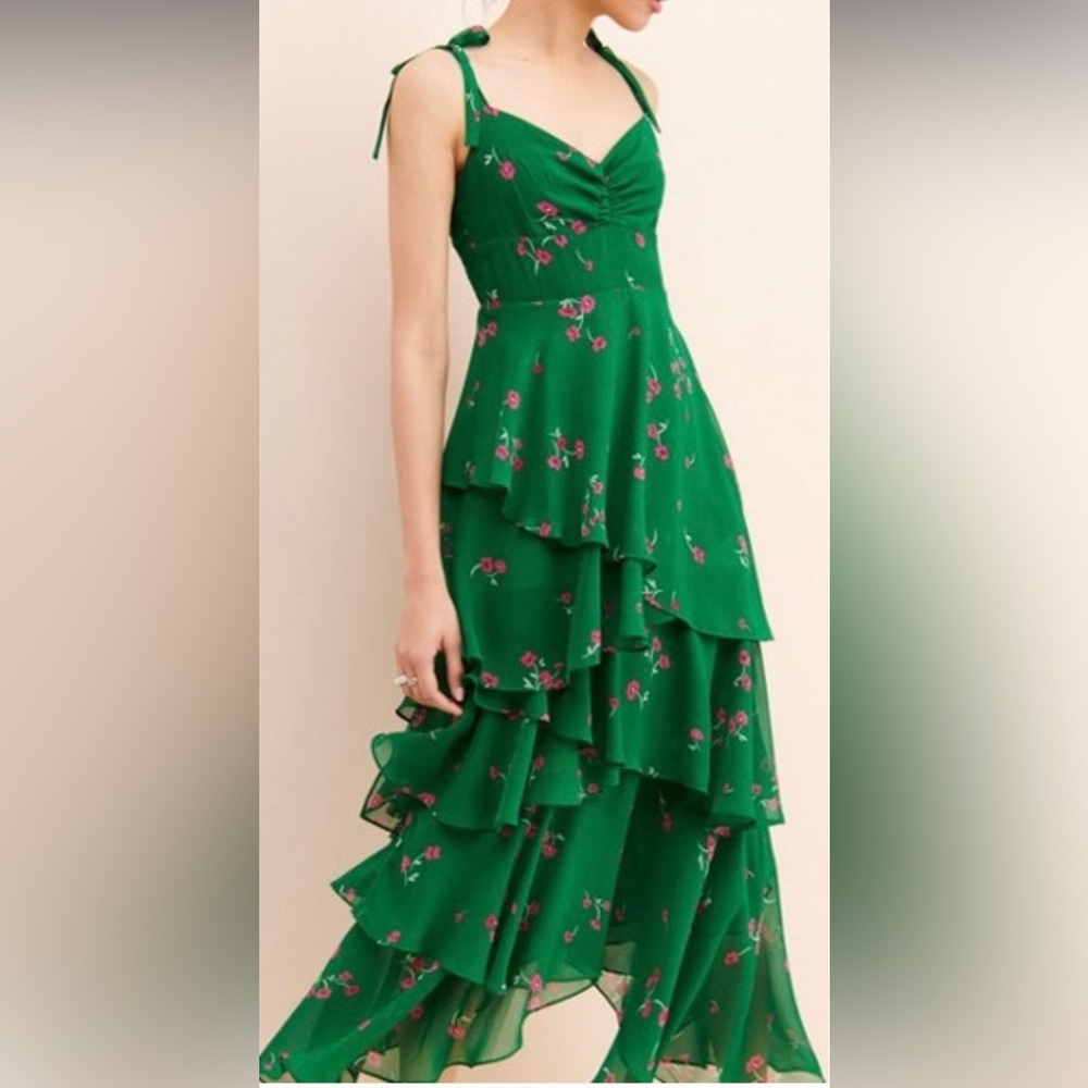 Flynn Skye Leona Midi Green Floral Dress